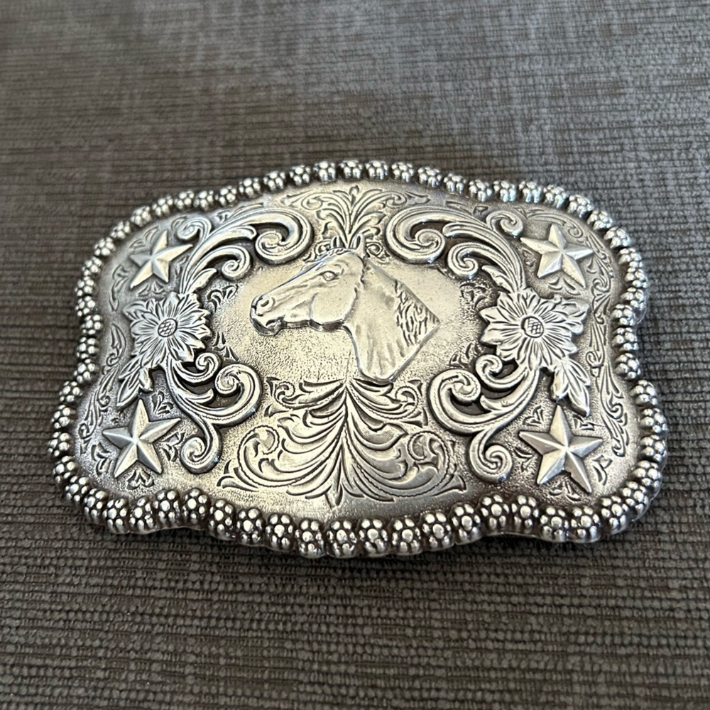 Nocona Silver tone Western horse Belt Buckle stampede rodeo farm country cowgirl